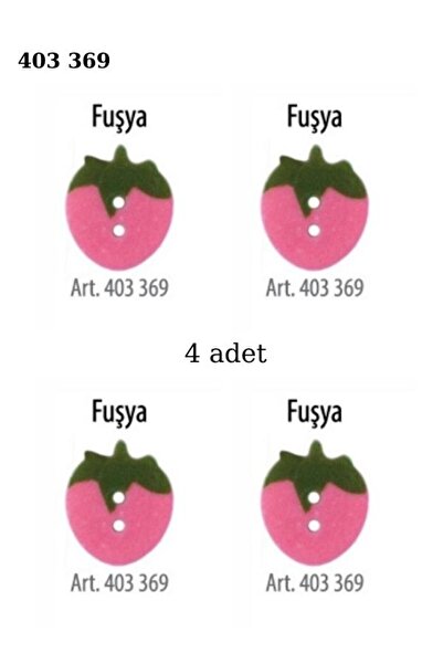 ÖZ-EL AŞ Çilek Şekilli Pembe Yeşil Renk 4 Adet 15 mm Bebek Düğme, Çocuk Kazak...