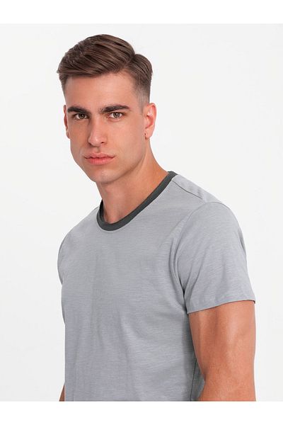 OMBRE Pánské tričko s raw úpravou - šedé V1 OM-TSCT-22SS-004 XXL