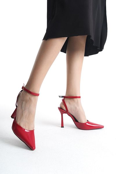 Bak Store Red Patent Leather Women's Heeled Shoes Stiletto 10 cm