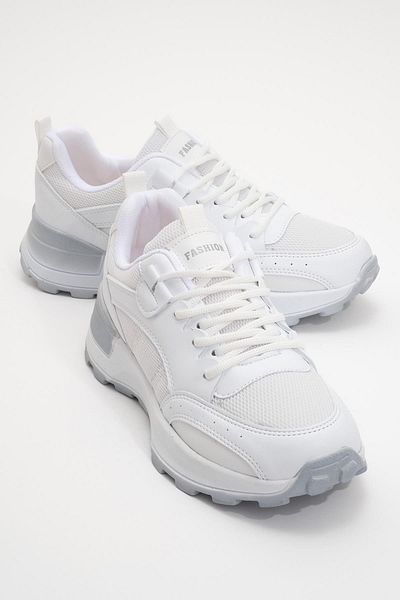 CCWAY AYAKKABI ALB GRI Pantofi sport de damă