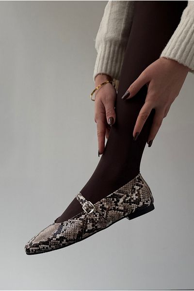 Mupa Shoes Beige Snake Women's Ballerinas