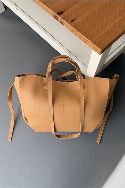 Mupa Shoes Geantă de umăr pentru femei CAMEL - Curea dublă