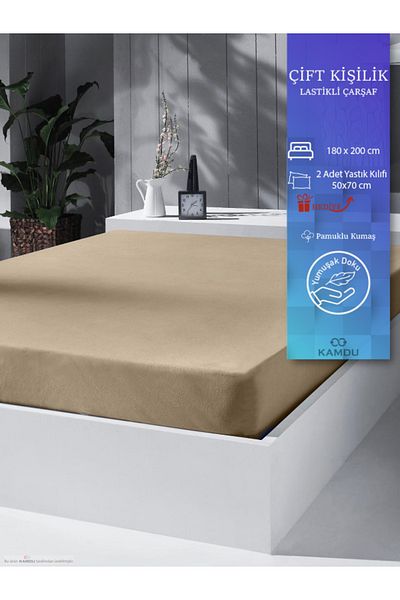 XAMANTHA Oversized Premium Ranforce Cotton Fitted Sheet - 180X200Cm Pillow Gift