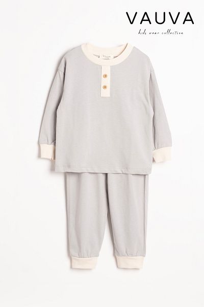 Vauva Seasonal Pajamas Set Long Sleeve Button Detailed Girls Boys Pajamas Set