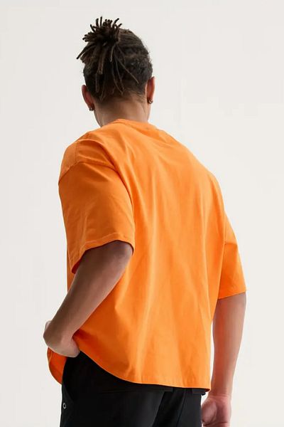 Tarz Cool Ανδρικό μπλουζάκι πορτοκαλί Oversize Crew Neck 100% βαμβακερό
