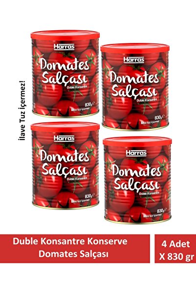 Harras Duble Konsantre Domates Salçası Konserve 830 gr X 4 Adet