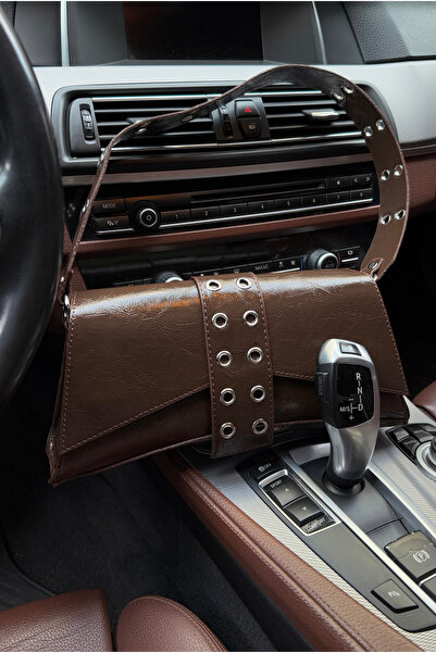 Mupa Shoes حقيبة كتف نسائية من الجلد البني اللامع من ACI