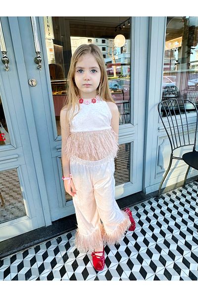 Balerinikizler Baby&Kids Tassel Detailed Girl's Set -Salmon
