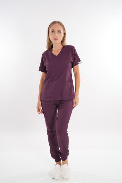 Nur Medikal Giyim Soft Lycra Dark Purple Atlantis Model Jogger Doctor Nurse Watch Team Scrubs