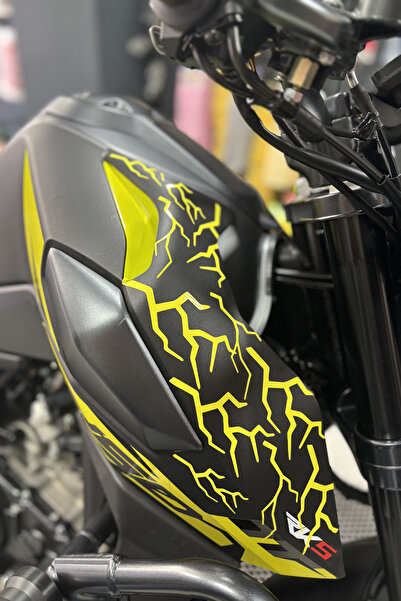 Banxtre مجموعة ملصقات البرق المقطعة باللون الأصفر المسطح للمحرك والخوذة (16 قطعة)