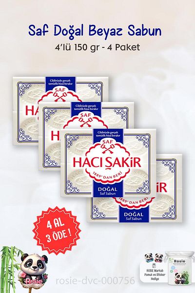 Hacı Şakir Buy 4 Pay 3 Pure Natural Soap 4 X 150 Gr