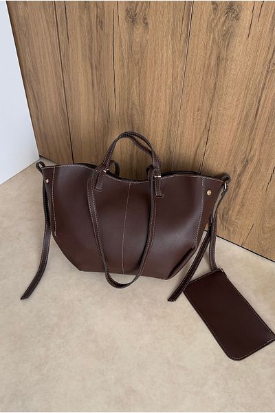 Mupa Shoes Geantă de umăr cu curea dublă pentru femei Bitter Brown