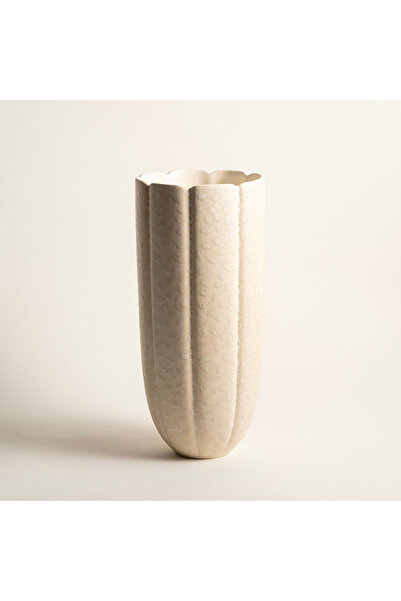 Zsa Zsa Zsu Lızbon Earthenware Vazo 16x16x34,5 Cm Krem
