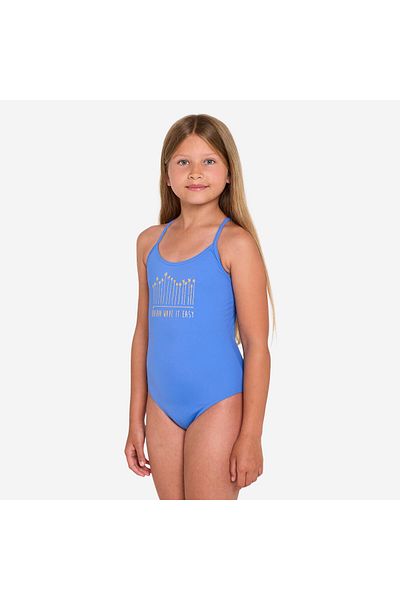 Decathlon Costum de baie pentru copii Olaian cu gât rotund - Albastru - Hıloe
