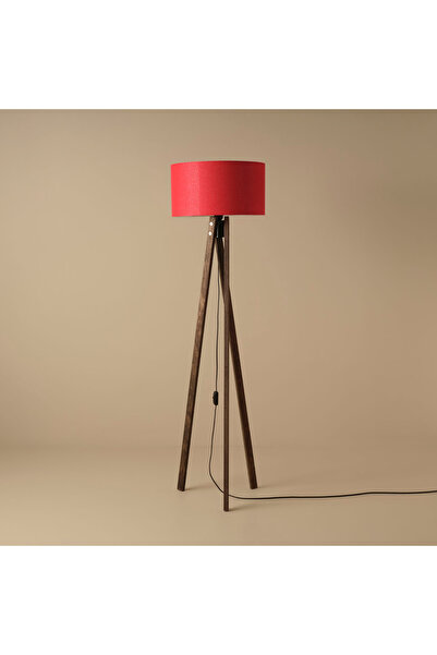 Bella Maison Bella Ahşap Lambader Kırmızı-Ceviz (40x40x125 cm)