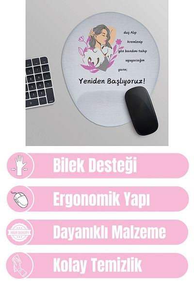 qoeuyl boutique Αρχίζουμε αύριο Διασκεδαστικό κίνητρο με τυπωμένο οβάλ μαξιλαράκι ποντικιού με υποστήριξη καρπού