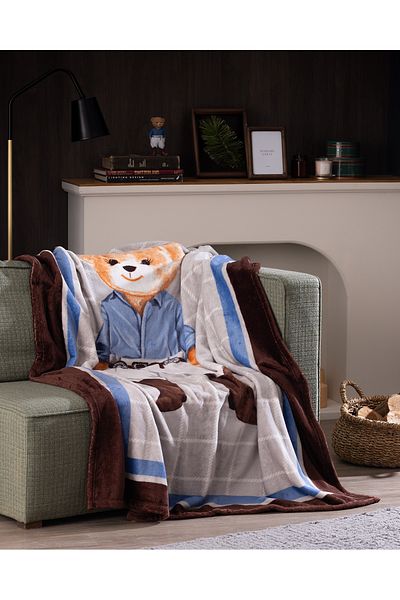 Madame Coco Gray Gournay Bear Welsoft Fleece Printed Tv Blanket