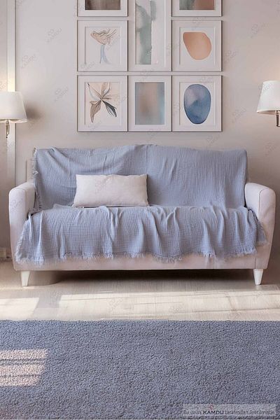 XAMANTHA 160 X 200 cm Luxury Muslin Sofa Cover, Cotton Sofa Cover, Double Seat Cover