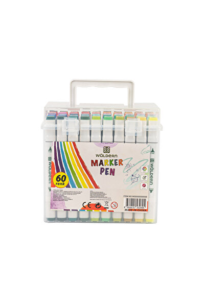Waldern Premium Double Sided Pencil Set of 60 - Plastic Clear with Carrying and Preservation Bag