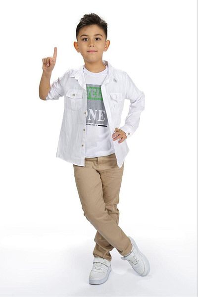 Terry Boy's Oxford Shirt T-Shirt and Pants Set - 3 Piece Set