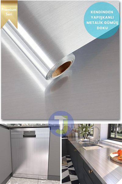 Technojet Folie metalica autoadeziva pentru bucatarie baie blat perete dulap masa acoperire 60cmX500cm