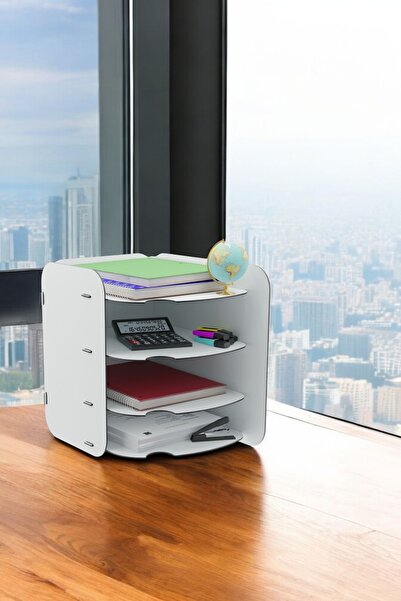 Evene Dosya Düzenleyici Masa Üstü Organizer Ahşap Evrak Raflı Model 2