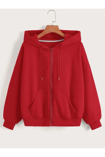 FAEL LİFE Unisex Owerless Zip Hooded Unprinted Cardigan Women/Male