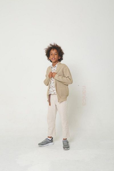 Ugly Duck 06-16 Years Old Boy Beige Color Thessaloniki Knitwear Cardigan