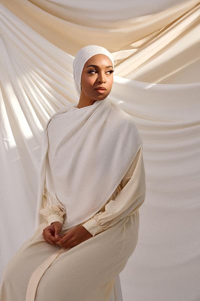 ELF PRIVE CASHMERE WOVEN SHAL-WHITE