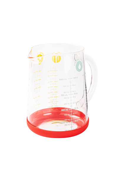 Tantitoni 006-01-kırmızı borosilikat cam sürahi-ölçü kabı 1l