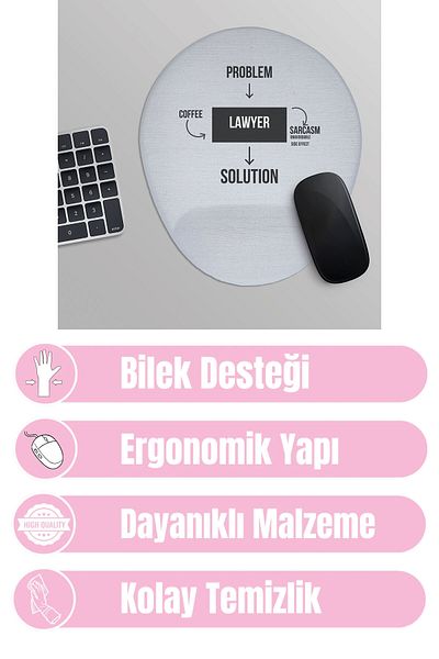 qoeuyl boutique Lawyer Lawyer Problem Coffee Sarcasm, Solution Printed Oval Wrist Support Mousepad