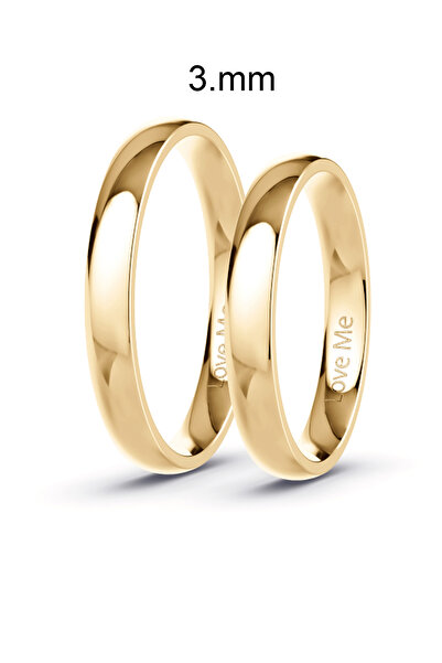 Love Me 3mm Yenilenmiş Üretim 1 Adet Parlak Altın Renk Kararmaz Unisex Çelik ...