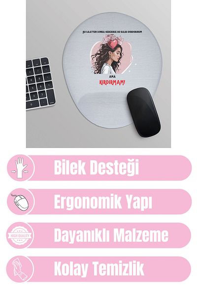 qoeuyl boutique Αυτό το με σταματήσω αυτή την καρδιά από αυτό το ρολόι, αλλά δεν θα το σπάσω Εκτυπωμένο οβάλ μαξιλαράκι ποντικιού με υποστήριξη καρπού