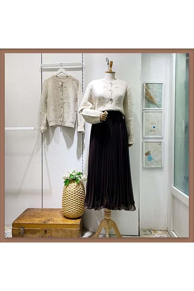 Faya Boutique Тъмнокафява плисирана шифонена пола