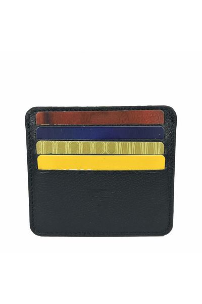 DİGA Black Genuine Leather 8 Compartment Card Holder Guti