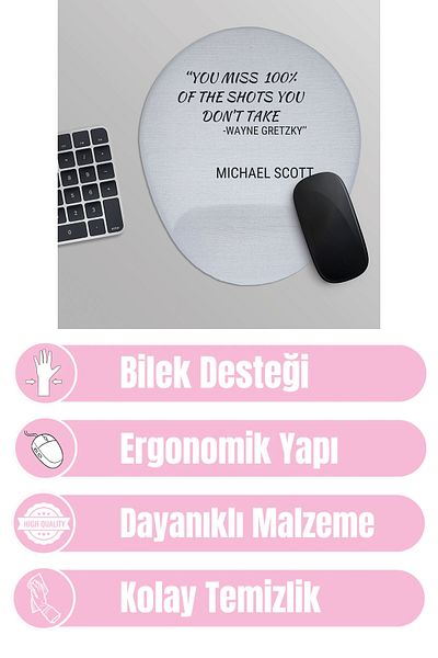 qoeuyl boutique You Miss 100% of the Shots Michael Scott the Office Printed Oval Wrist Support Mousepad