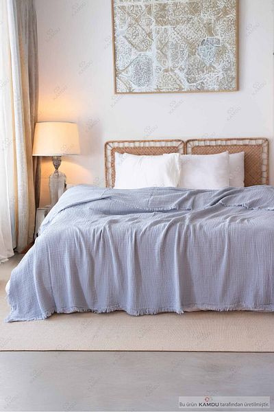 Embays 200X220 cm Luxury Muslin Bedspread, 100% Cotton Bedspread, Double Bedspread