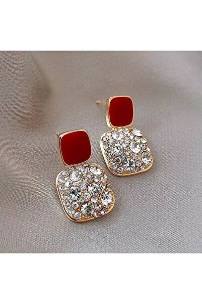 İnci Mode أقراط مرصعة بالأحجار اللامعة على شكل مربع، أقراط فاخرة وأنيقة مصنوع...