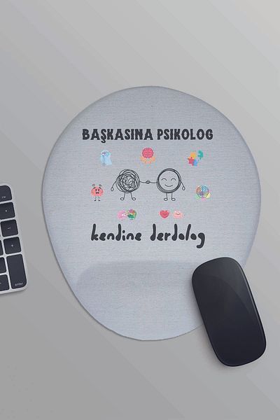 qoeuyl boutique Psychologist to Someone Else Derdolog to Oneself Funny Fun Printed Oval Wrist Support Mousepad
