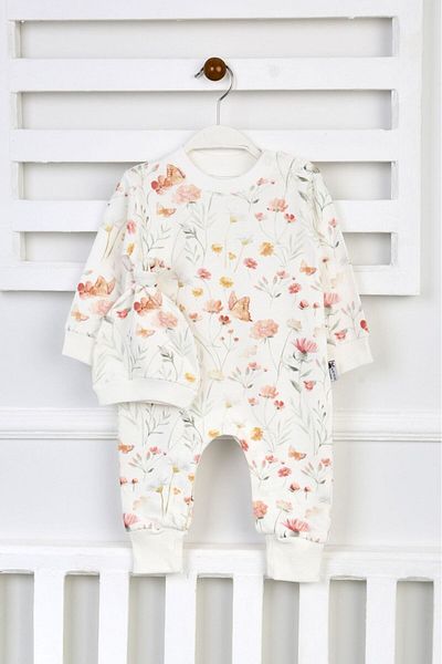 Sozzy Baby Girls 100% Cotton Floral Print Romper and Hat (2 Pieces)