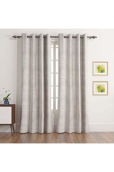 soufa dibaj Polyester Curtain for Bedroom Dining Studio Office - Light Grey