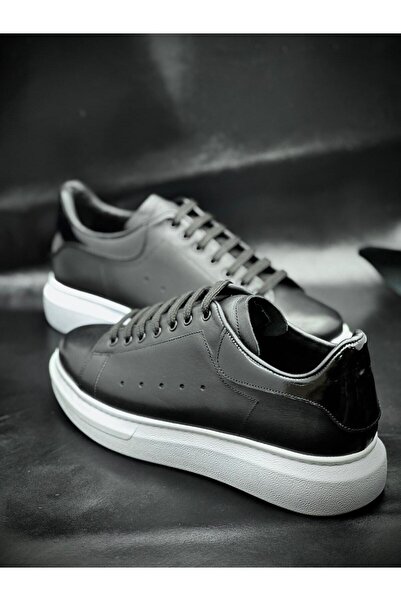 BESS SHOES Genuine Leather Black Men's Sports Shoes – Orthopedic, High-Sole, Casual Casual Sneaker