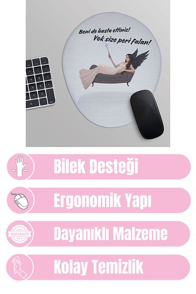 qoeuyl boutique You Made Me Sick Too You Fairy Falan Printed Fun Gift Oval Wrist Support Mousepad