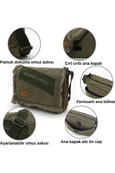 old cotton cargo Casual Cover Zippered Laptop School and Daily Messenger Bag