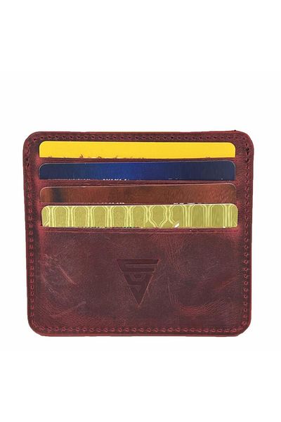 DİGA Crazy Burgundy Genuine Leather 8 Compartment Card Holder