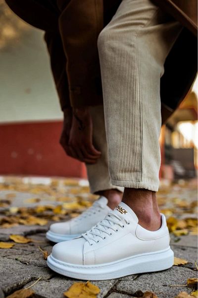 Knack 044 Pantofi casual alb cu talpă înaltă