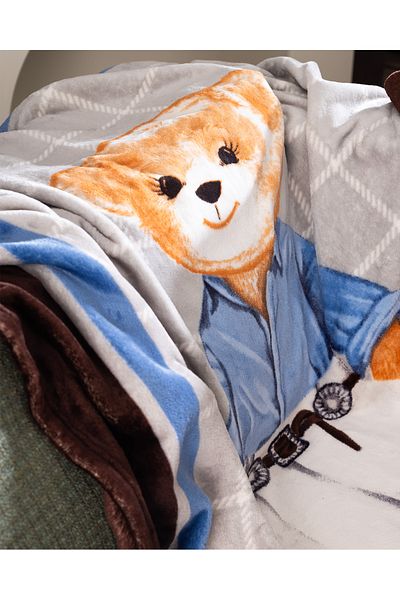 Madame Coco Gray Gournay Bear Welsoft Fleece Printed Tv Blanket