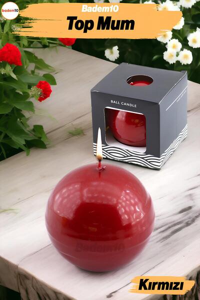 Badem10 Top Mum 8 cm Dekoratif Mumu Kandil Hediyelik Fitilli Mumluk Şamdan Me...