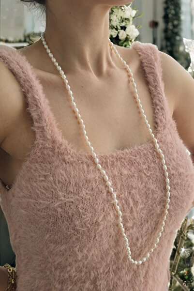 NBS Beautiful Naturel Stones Gerçek Arpa El İşçiliği Düğümlü Zarif 82 cm Uzun...