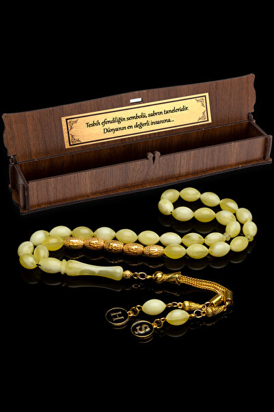 OTTOTESBİH Erkek Hediyelik Harf Püsküllü Kehribar Tesbih, Isimli Tespih